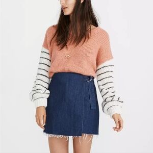 Madewell Denim Raw-Hem Mini Wrap Skirt